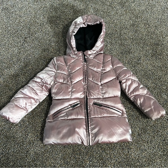 Sam Edelman toddler girls 3at Crystal Satin Chevron Quilt Puffer Jacket lilac - Picture 1 of 6
